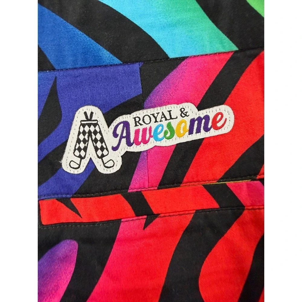 Royal & Awesome Mens Rainbow Zebra Golf Shorts size 38 Multi Color Stretch EUC‎